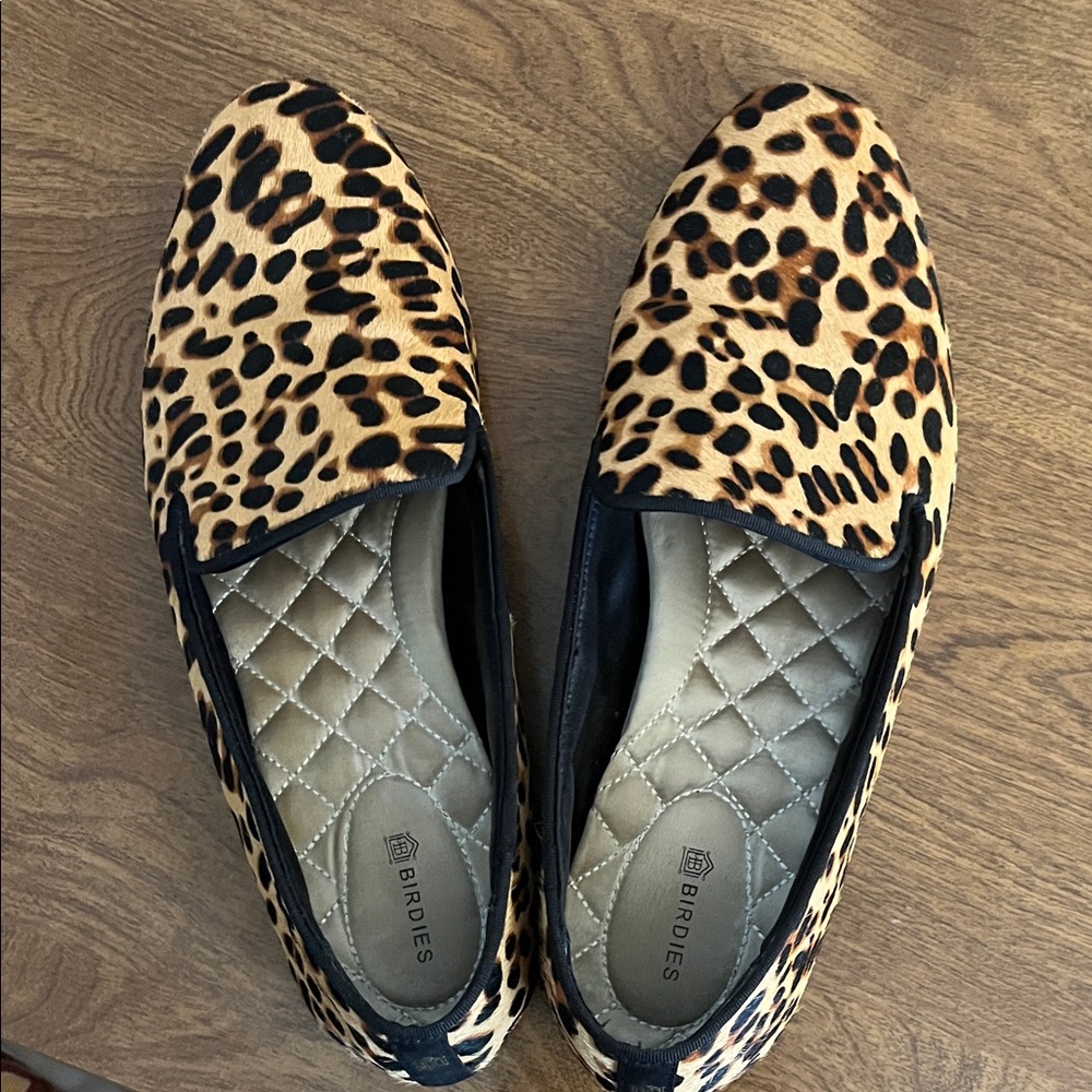 Birdies Leopard Print Flats in Black and Tan
